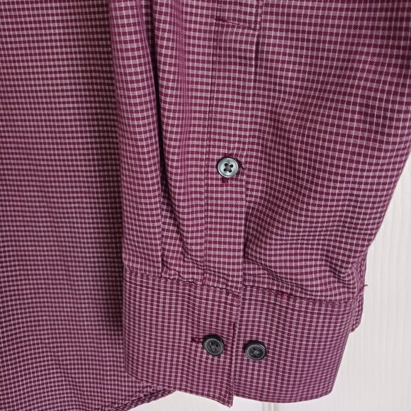 Calvin Klein Men's Dress Shirt Size 2X Red with White Plaid Long Sleeve Slim Fit - Picture 5 of 8